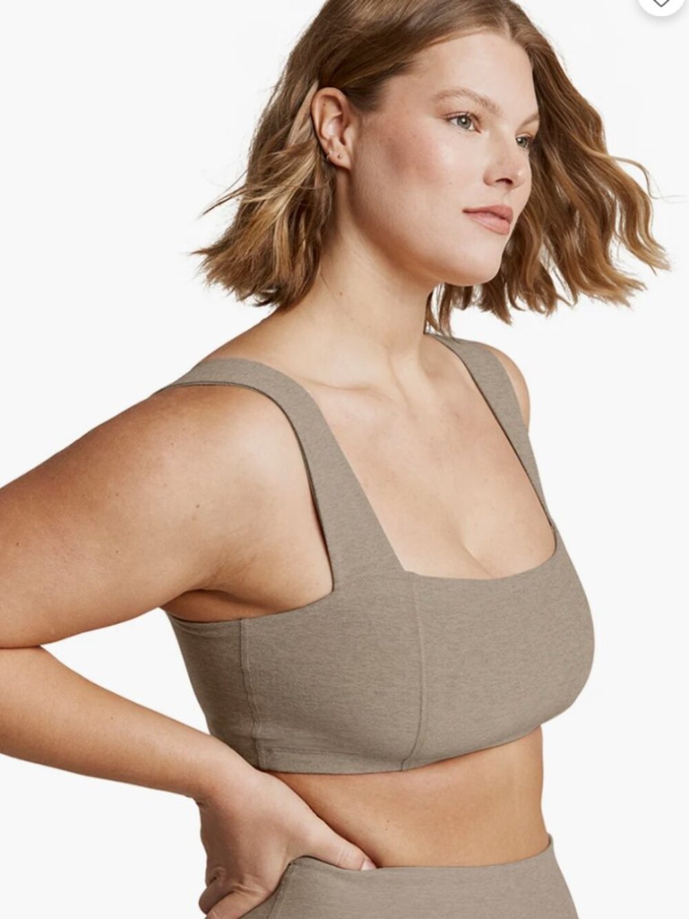 Beyond Yoga Spacedye Squared Bra in Birch Heather